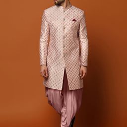 KISAH Woven-Design Cotton Sherwani Dhoti Set-picture-39
