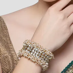 KARATCART Gold-Plated Kundan Link Bracelet-41