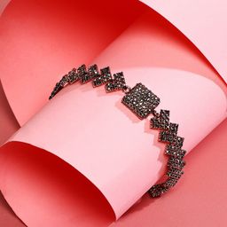 SOHI Gold-Plated Stone-Studded Link Bracelet-image-10