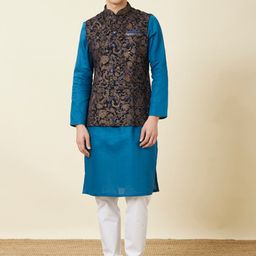 Manyavar Woven Design Velvet Nehru Jackets-image-62