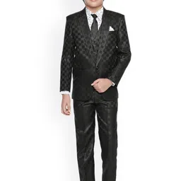 Jeetethnics Boys Black Self Design 5 Piece Suit-picture-29