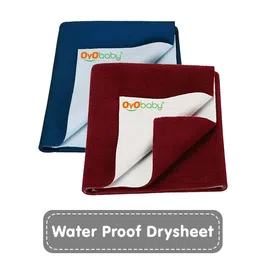 OyO Baby Infants Navy Blue & Maroon 2 Pieces Cotton Baby Baby Bed Protector-image-40