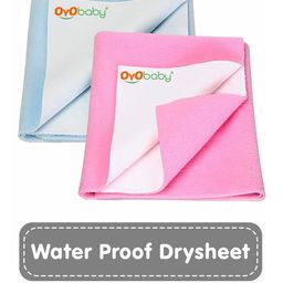 OyO Baby Infants Blue & Pink 2 Pieces Cotton Baby Baby Bed Protector-23