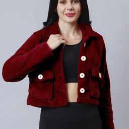 NUEVOSDAMAS Spread Collar Fleece Crop Tailored Jacket-picture-18