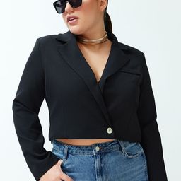 Trendyol Notched Lapel Crop Casual Blazer-picture-11