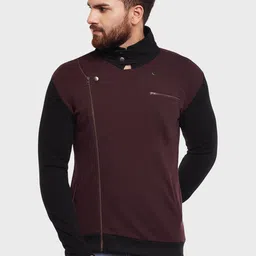 Hypernation Men Brown Colourblocked Cotton Tailored Jacket-30