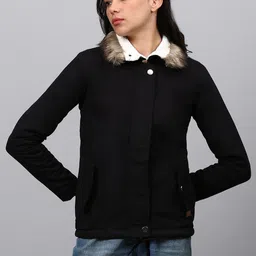 Campus Sutra Women Black Windcheater Tailored Jacket-picture-31