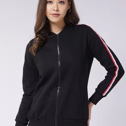 Miss Chase Women Black Solid Fleece Twill Tailored Jacket-image-59