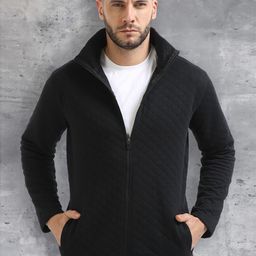 fanideaz Self Design Mock Collar Long Sleeves Open Front Jacket-0