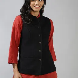 Fabindia Mandarin Collar Sleeveless Pure Wool Nehru Jackets-image-69
