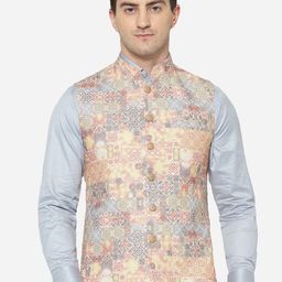 Greenfibre Men Mandarin Collar Floral Tailored Jacket-picture-47