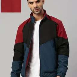 VOXATI Men Colourblocked Crop Sporty Jacket-image-89