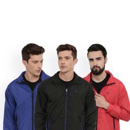 UNSULLY Men Blue & Black Windcheater Longline Sporty Jacket Pack Of 3-picture-22