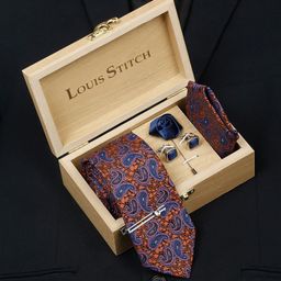 LOUIS STITCH Men Italian Silk Blend Necktie Accessory Gift Set-image-15