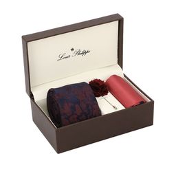 Louis Philippe Men Navy Blue & Maroon Accessory Gift Set-image-34