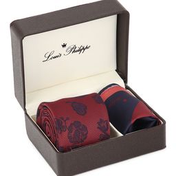 Louis Philippe Men Maroon & Navy Blue Accessory Gift Set-11