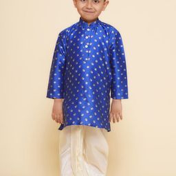 Sethukrishna Boys Floral Printed Regular Kurta with Dhoti Pants-34