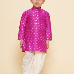 Sethukrishna Boys Floral Printed Mandarin Collar Kurta with Dhoti Pants-27