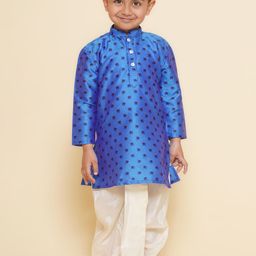 Sethukrishna Boys Mandarin Collar Long Sleeves Floral Printed Kurta with Dhoti Pant-22