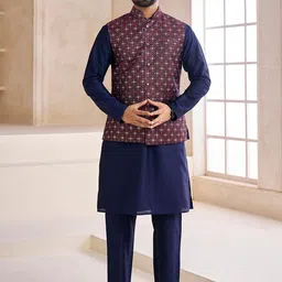 Inddus Mandarin Collar Kurta With Trousers-image-18