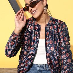 Ishin Floral Printed Mandarin Collar Lightweight Tailored Jacket-13