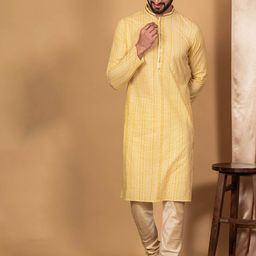 KISAH Geometric Printed Mandarin Collar Regular Kurta With Churidar-picture-18