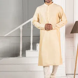 KISAH Men Mandarin Collar Regular Kurta With Churidar Set-picture-9
