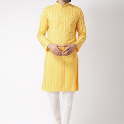 KISAH Chevron Printed Mandarin Collar Kurta With Churidar-56
