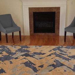 PRESTO Brown & Grey Abstract Rectangular Floor Carpet image 1