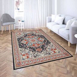 PRESTO Orange & Cream Traditional Printed Anti Skid Carpet-image-0