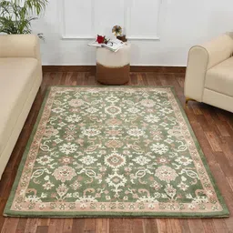 PRESTO Green & Beige Traditional Pattern Durable Rectangular Carpet image 1