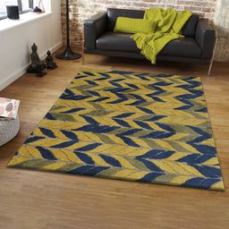 PRESTO Yellow & Blue Floral Polyester Carpet-19