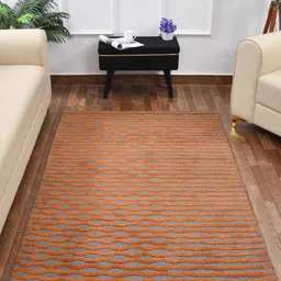 PRESTO Orange & Grey Abstract Patterned No Shredding Rectangular Carpet-23