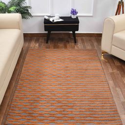 PRESTO Gold-Toned & Grey Abstract Printed No-Shred Carpet-26