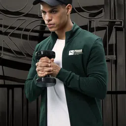 Puma Men Graphic VI Knitted Slim Fit Sporty Track Jacket-19