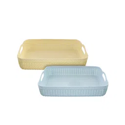 Kuber Industries Set Of 2 Solid Plastic Storage Basket-24