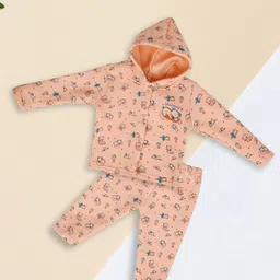 V-Mart Infant Kids Printed Pure Cotton Hooded Sweatshirt With Trousers-picture-31