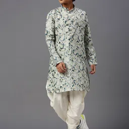 YK Boys Ethnic Motifs Printed Mandarin Collar Kurta with Dhoti Pants-22