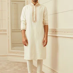 Tasva Men Jacquard Embroidered Placket Kurta Set-image-43
