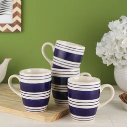 VarEesha Blue & Off-White 4-Pieces Printed Ceramic Large Mugs Set-35