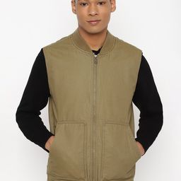 AMERICAN EAGLE OUTFITTERS Mandarin Collar Pure Cotton Open Front Jacket-image-64