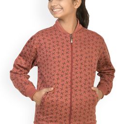 BAESD Girls Geometric Printed Fleece Lightweight Bomber Jacket-picture-2