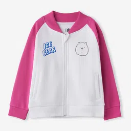 The Souled Store Girls White & Pink Lightweight Graphic Printed Cotton Open Front Jacket-image-29