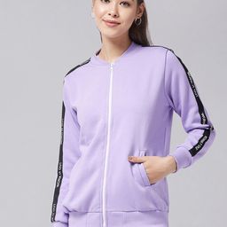 Miss Chase Women Lavender & Black Bomber Jacket-image-59