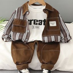 INCLUD Boys Striped Jacket with T-shirt & Trousers Set-image-69