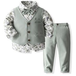 StyleCast x Revolte Boys Green & White Printed Shirt with Trousers-image-9