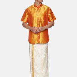 Sethukrishna Men Yellow & White Shirt with Dhoti Pant-picture-23