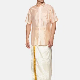 Sethukrishna Men Peach Shirt with Dhoti-picture-25