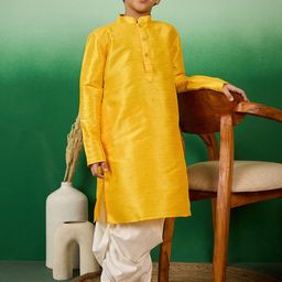 Sangria Geometric Woven Design Mandarin Collar Straight Kurta With Dhoti Pant-5