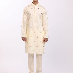 Agrajain Embroidered Regular Thread Work Kurta with Pyjamas-picture-10